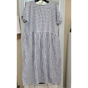 Linenbee Linen Maxi Dress LARGE Striped Tent Dress